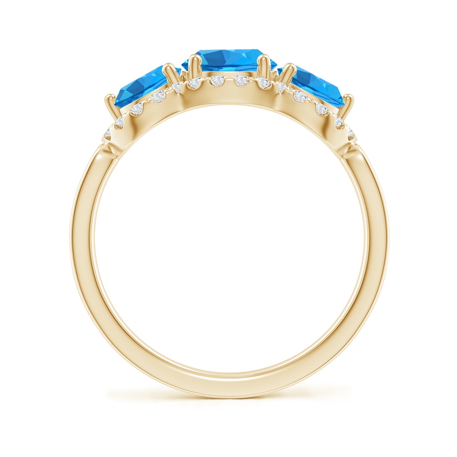 6mm AAAA Floating Three Stone Swiss Blue Topaz Ring with Diamond Halo in 18K Yellow Gold side 199