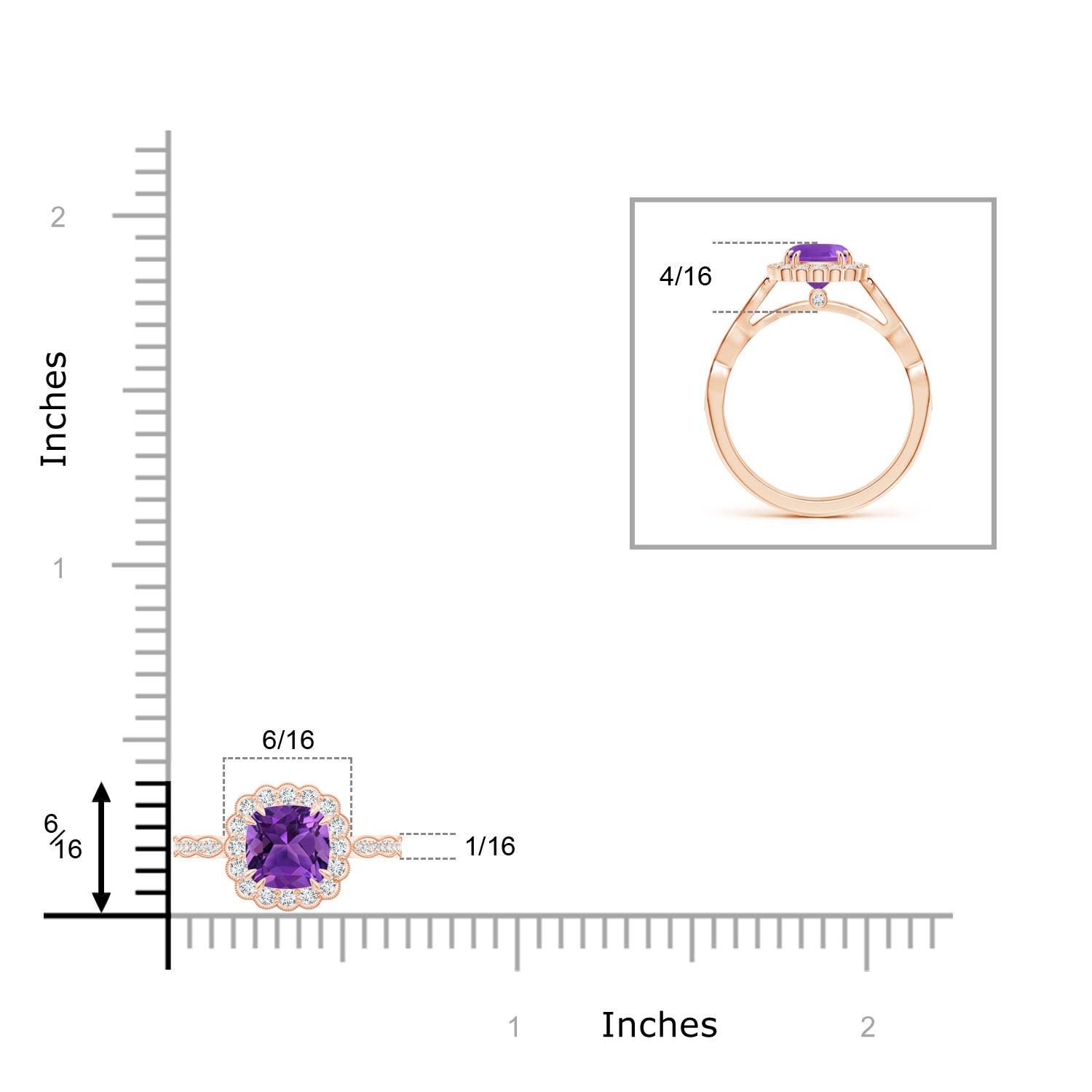 AAAA - Amethyst / 1.06 CT / 14 KT Rose Gold