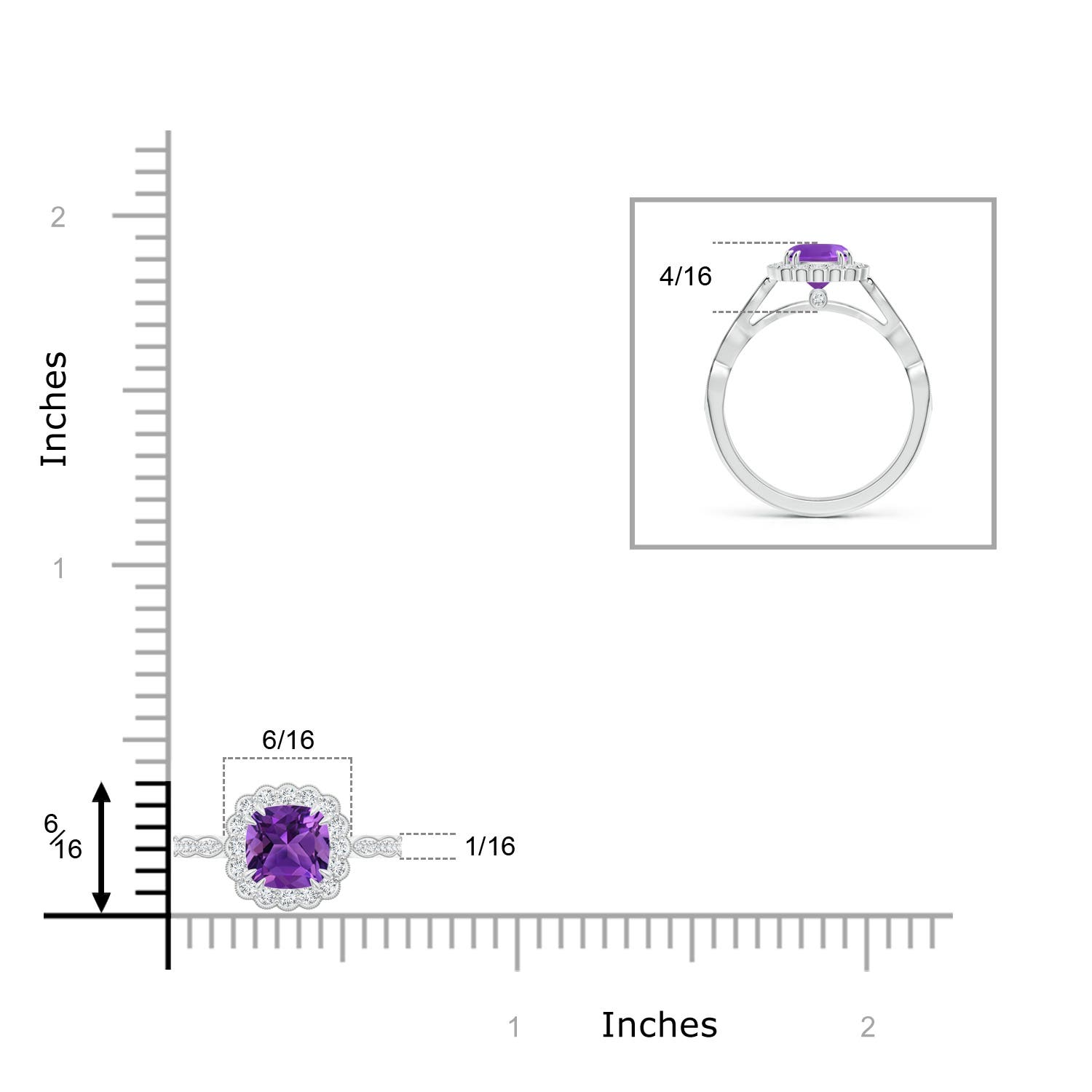 AAAA - Amethyst / 1.06 CT / 14 KT White Gold