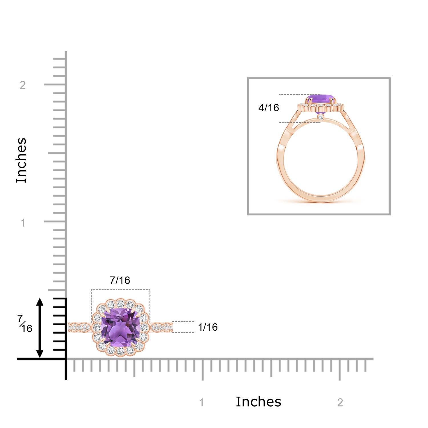 AA - Amethyst / 1.71 CT / 14 KT Rose Gold