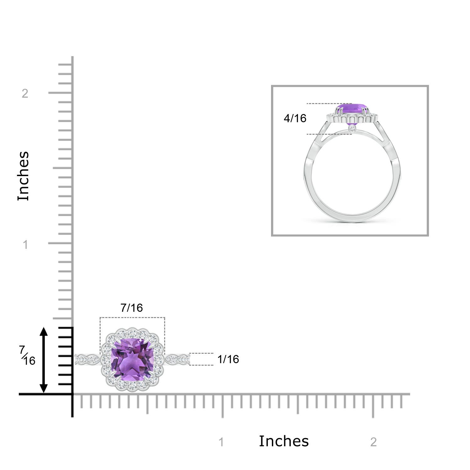 AA - Amethyst / 1.71 CT / 14 KT White Gold