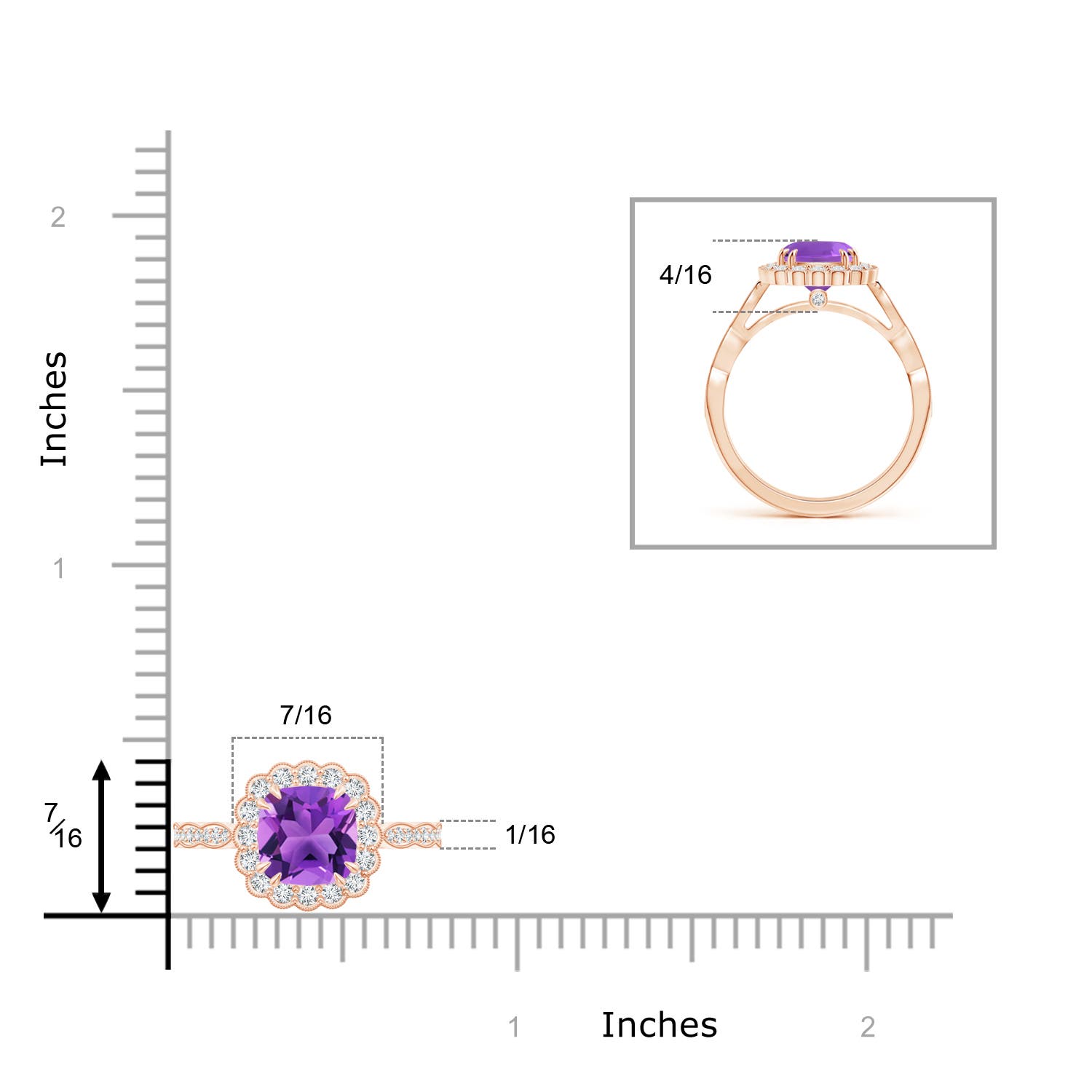 AAA - Amethyst / 1.71 CT / 14 KT Rose Gold