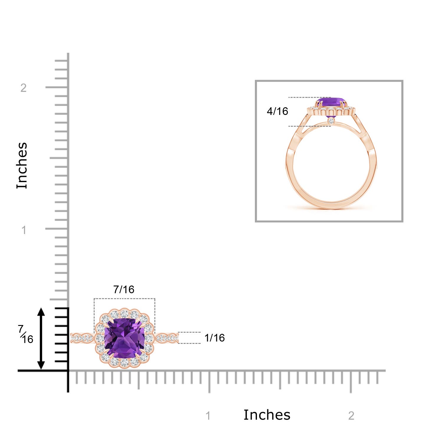 AAAA - Amethyst / 1.71 CT / 14 KT Rose Gold