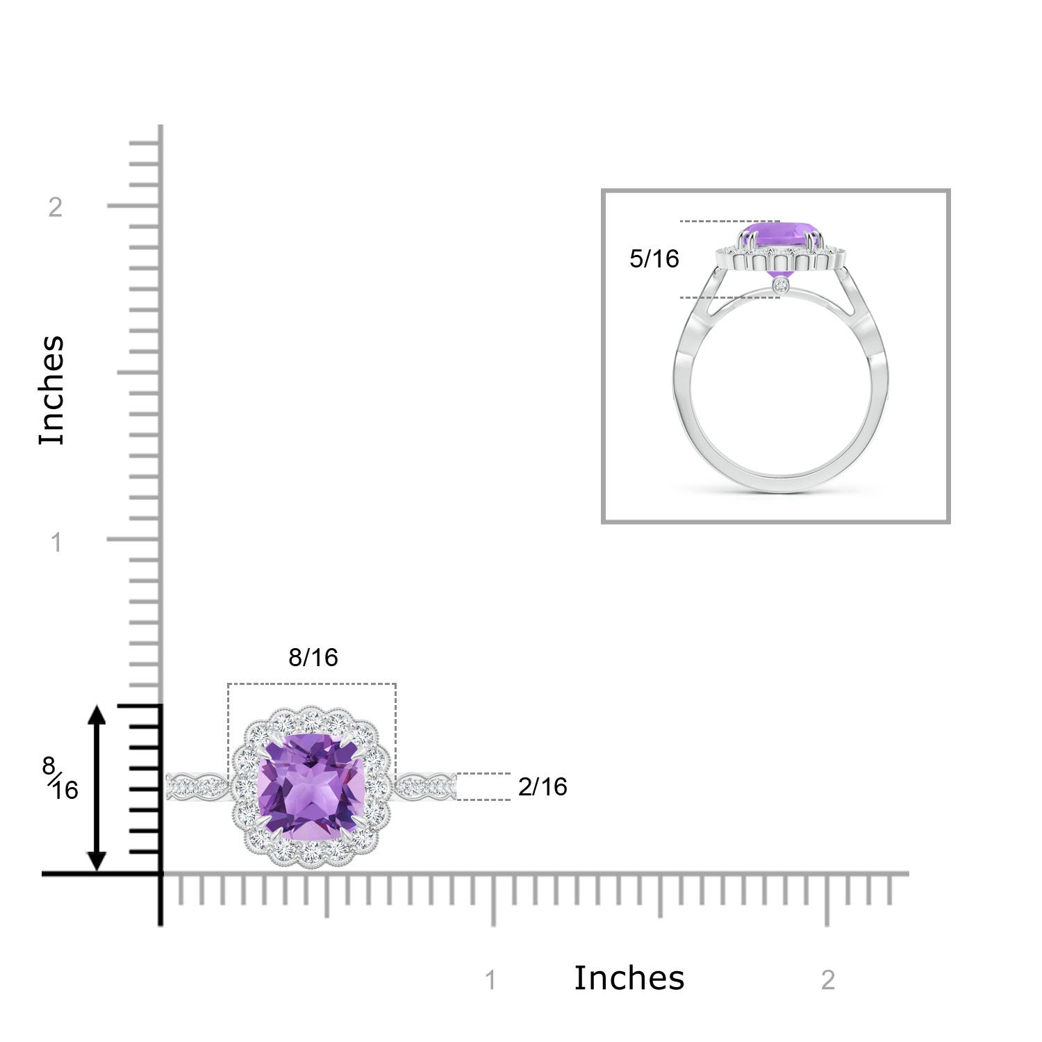 A - Amethyst / 2.7 CT / 14 KT White Gold