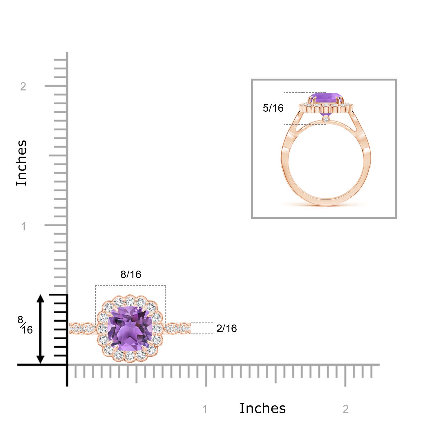 AA - Amethyst / 2.7 CT / 14 KT Rose Gold