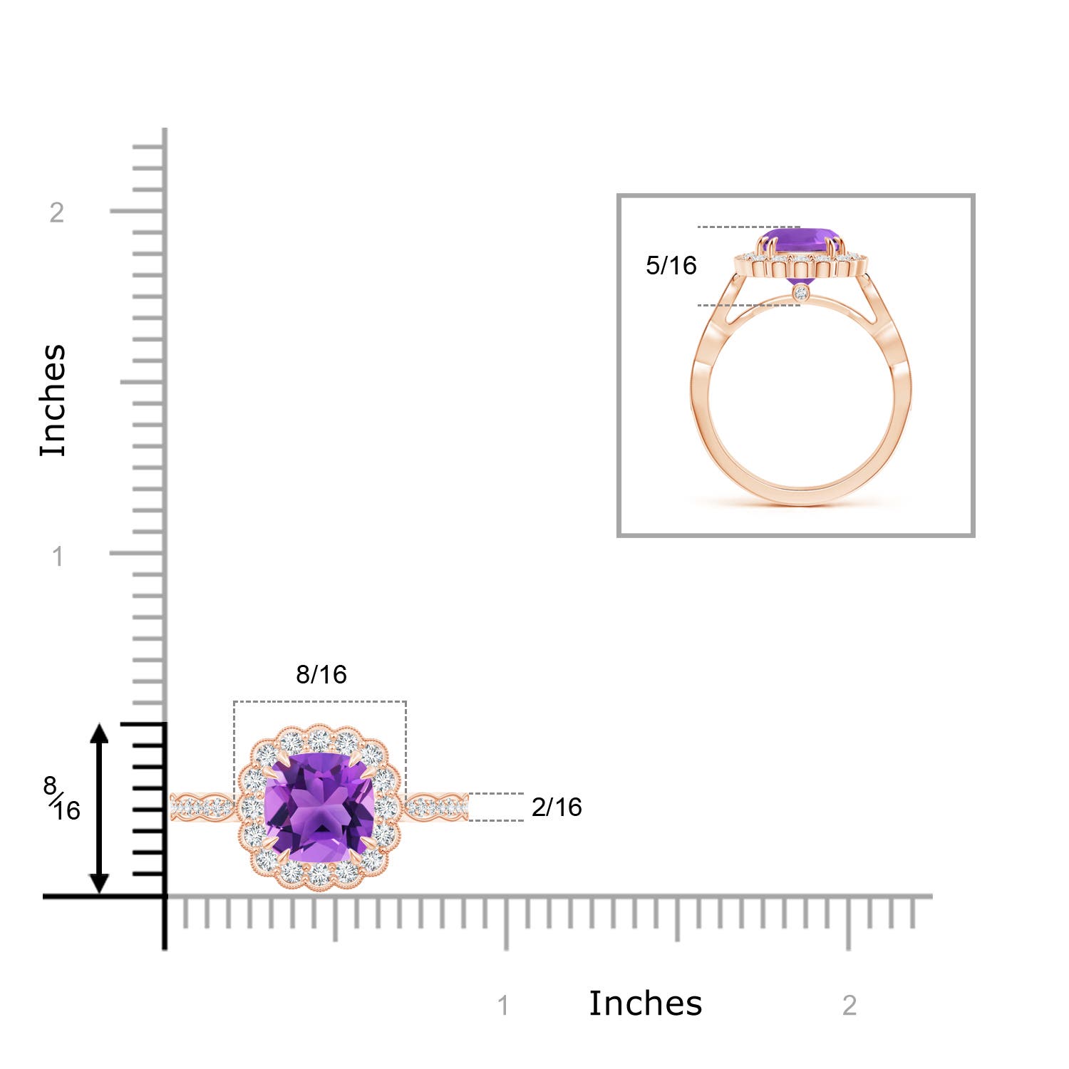 AAA - Amethyst / 2.7 CT / 14 KT Rose Gold