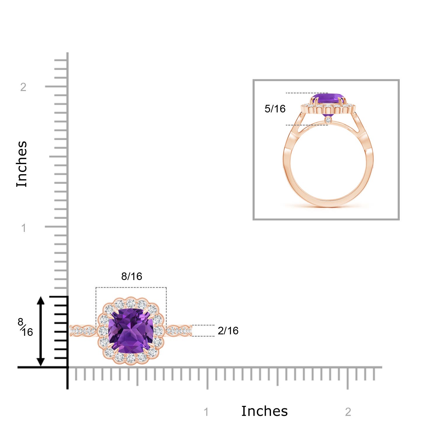 AAAA - Amethyst / 2.7 CT / 14 KT Rose Gold