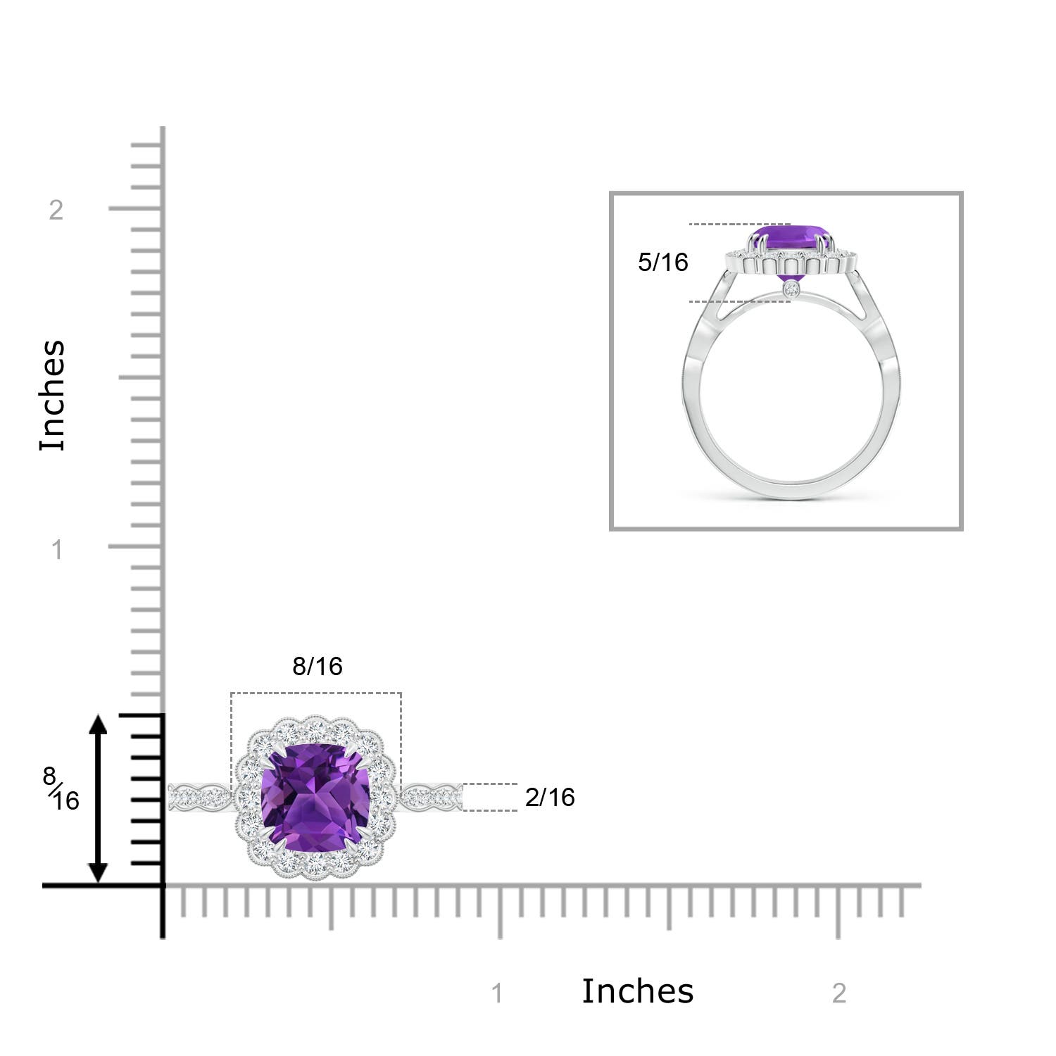 AAAA - Amethyst / 2.7 CT / 14 KT White Gold