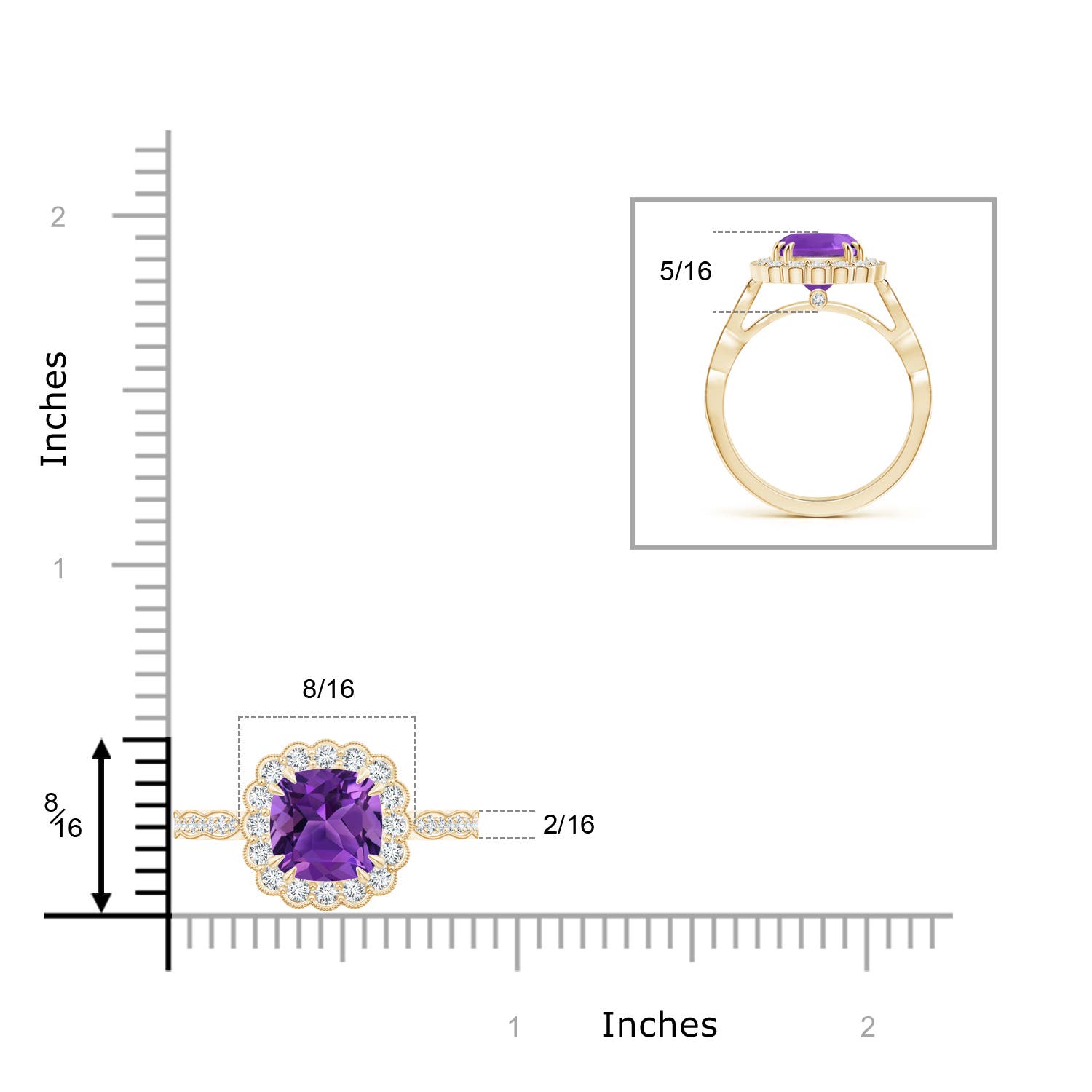 AAAA - Amethyst / 2.7 CT / 14 KT Yellow Gold