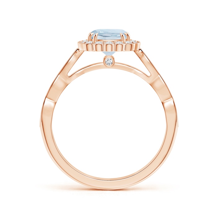 6mm A Cushion Aquamarine Ring with Floral Halo in Rose Gold product image