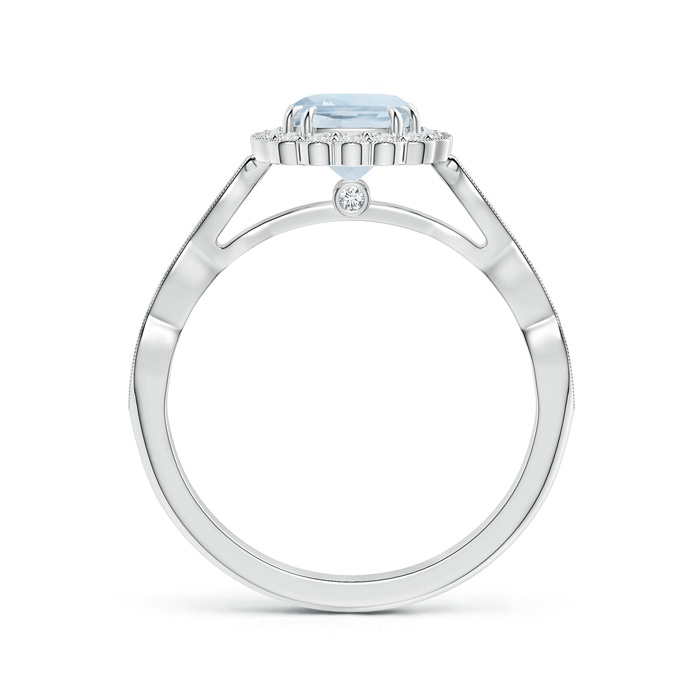 6mm A Cushion Aquamarine Ring with Floral Halo in White Gold product image