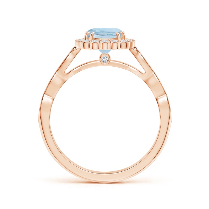 6mm AA Cushion Aquamarine Ring with Floral Halo in Rose Gold product image