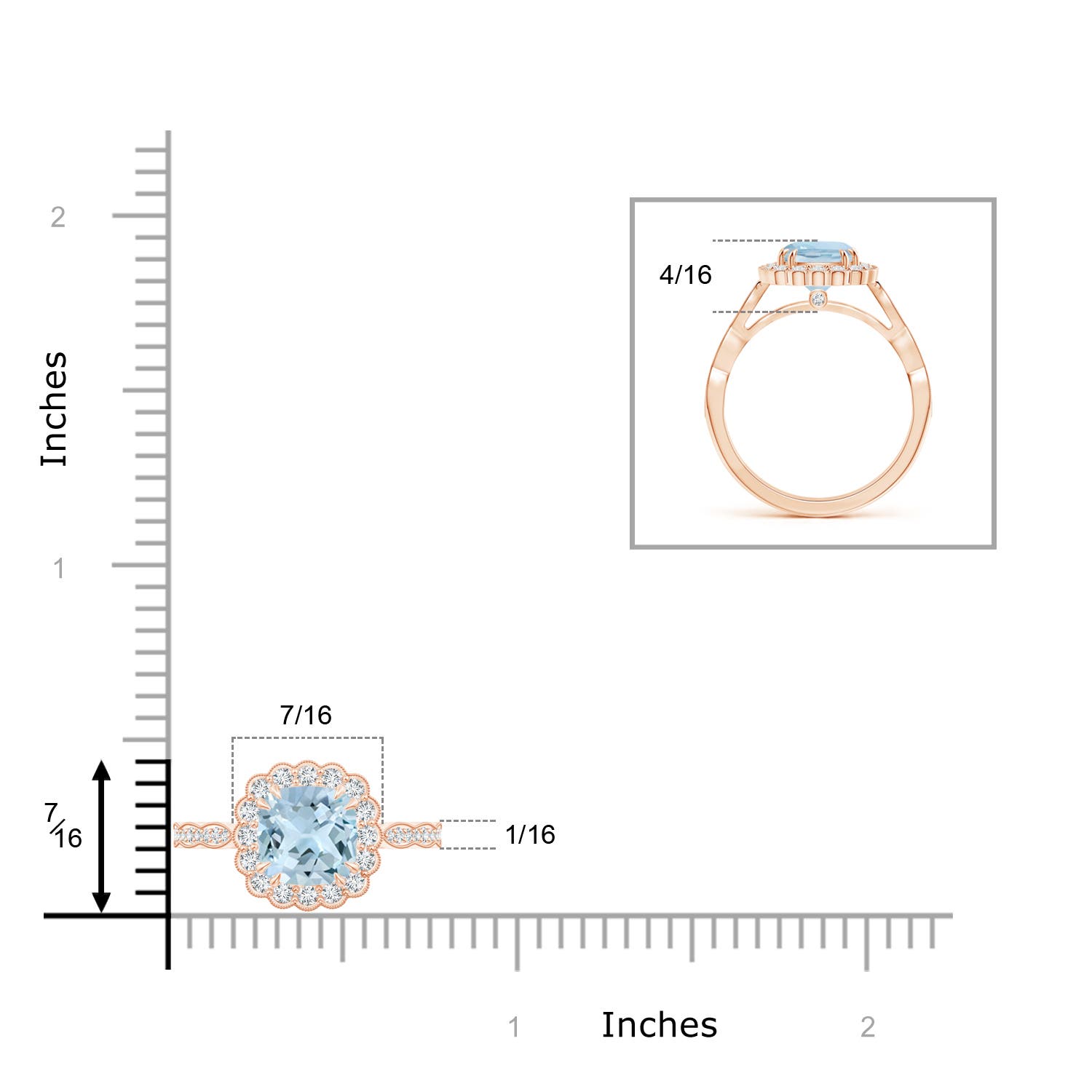 AA - Aquamarine / 1.76 CT / 14 KT Rose Gold