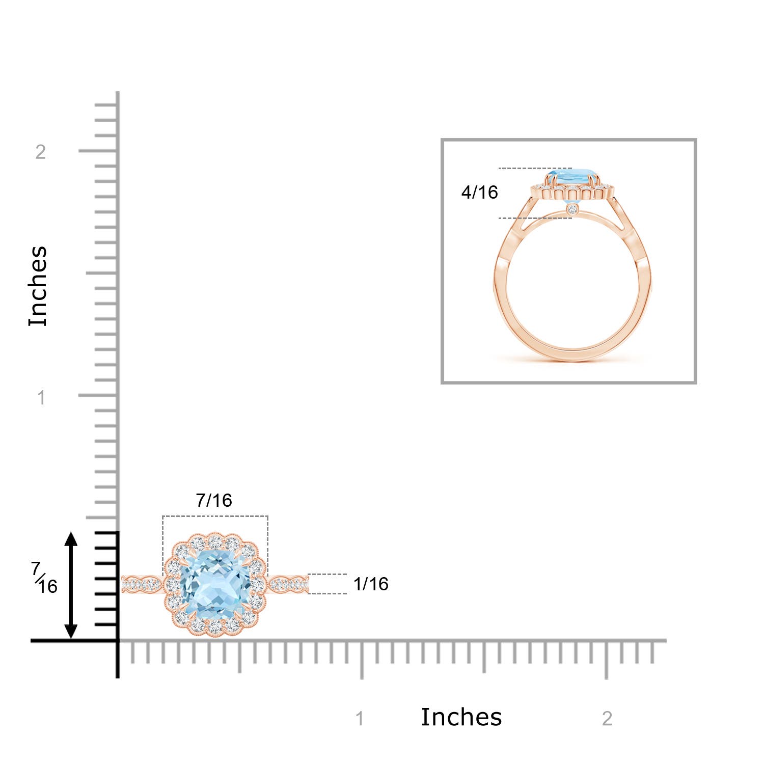 AAA - Aquamarine / 1.76 CT / 14 KT Rose Gold