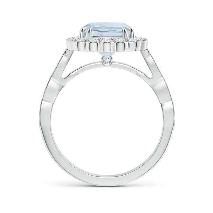 8mm A Cushion Aquamarine Ring with Floral Halo in P950 Platinum product image