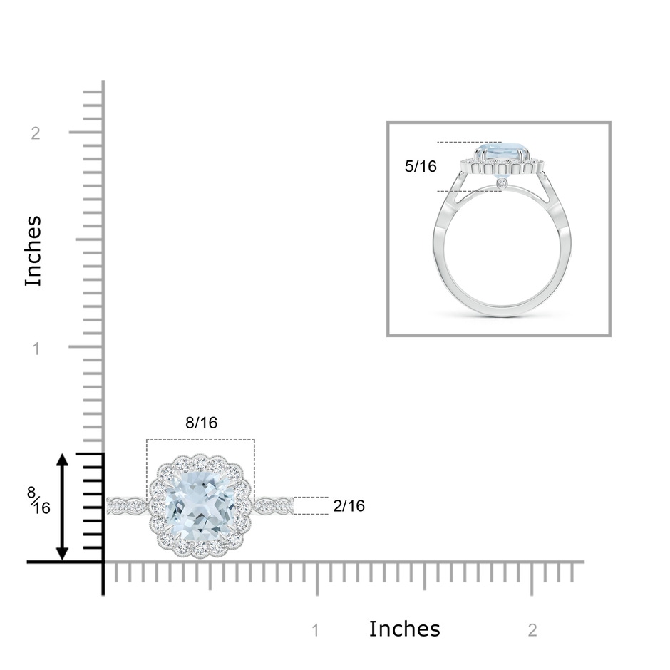 8mm A Cushion Aquamarine Ring with Floral Halo in P950 Platinum product image