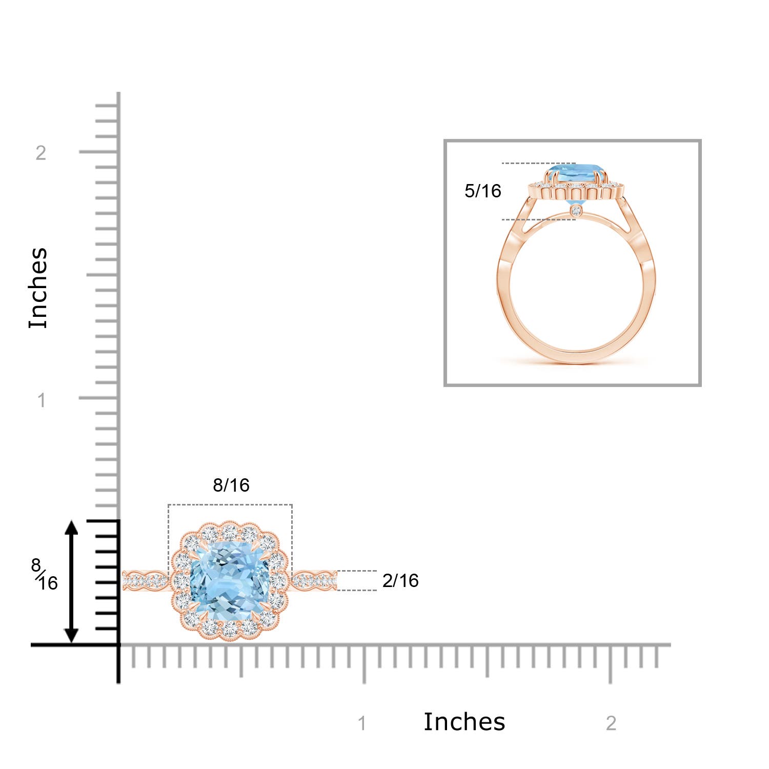 AAAA - Aquamarine / 2.45 CT / 14 KT Rose Gold