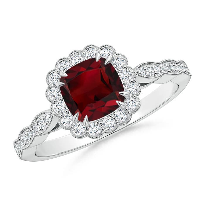 AAA - Garnet / 1.5 CT / 14 KT White Gold