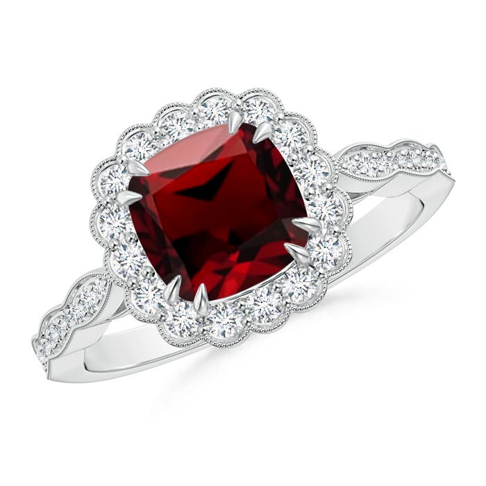 AAAA - Garnet / 1.71 CT / 14 KT White Gold