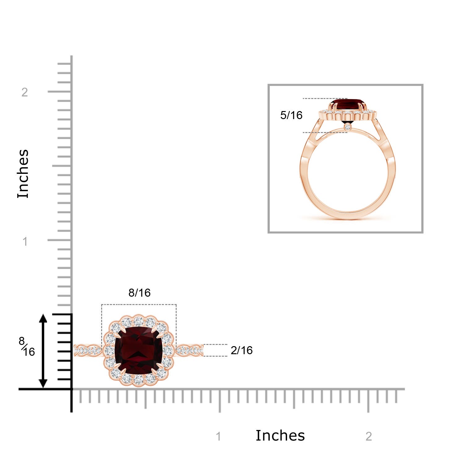 A - Garnet / 3 CT / 14 KT Rose Gold