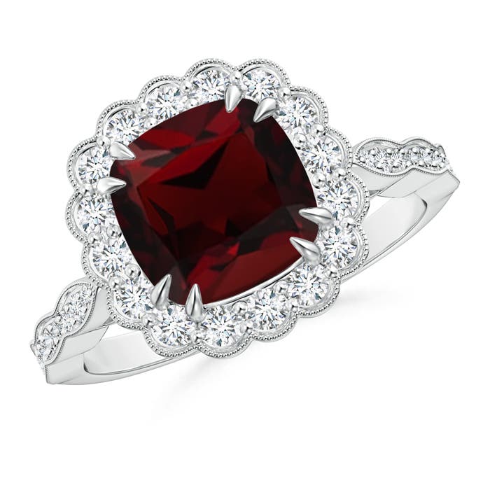 AA - Garnet / 3 CT / 14 KT White Gold