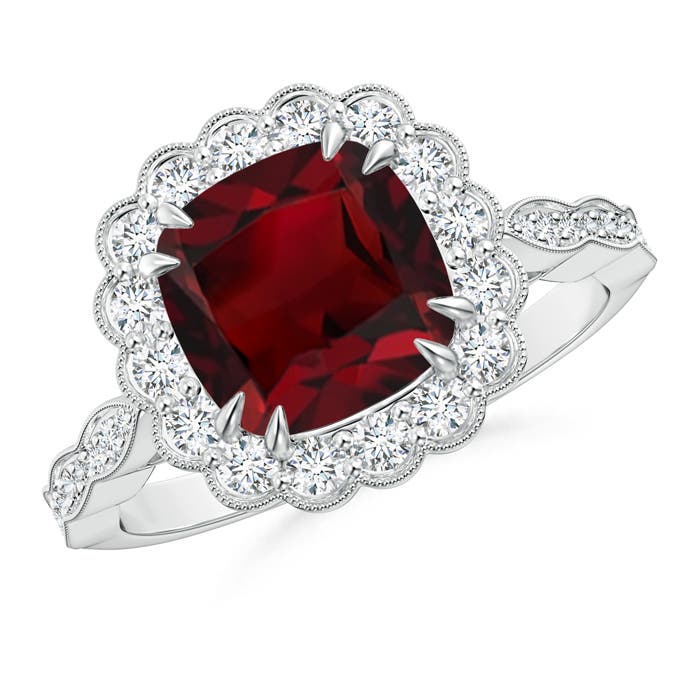 AAA - Garnet / 3 CT / 14 KT White Gold