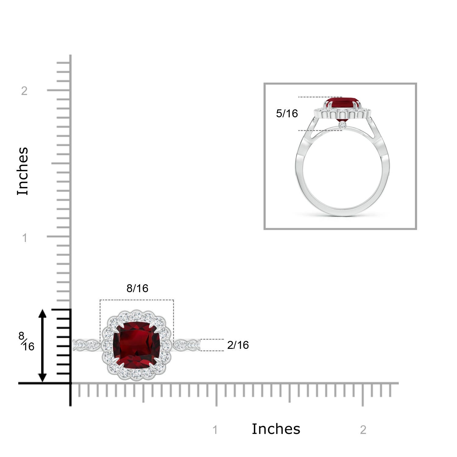 AAA - Garnet / 3 CT / 14 KT White Gold