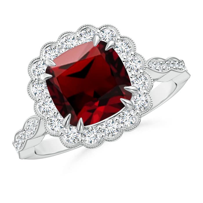 AAAA - Garnet / 3 CT / 14 KT White Gold