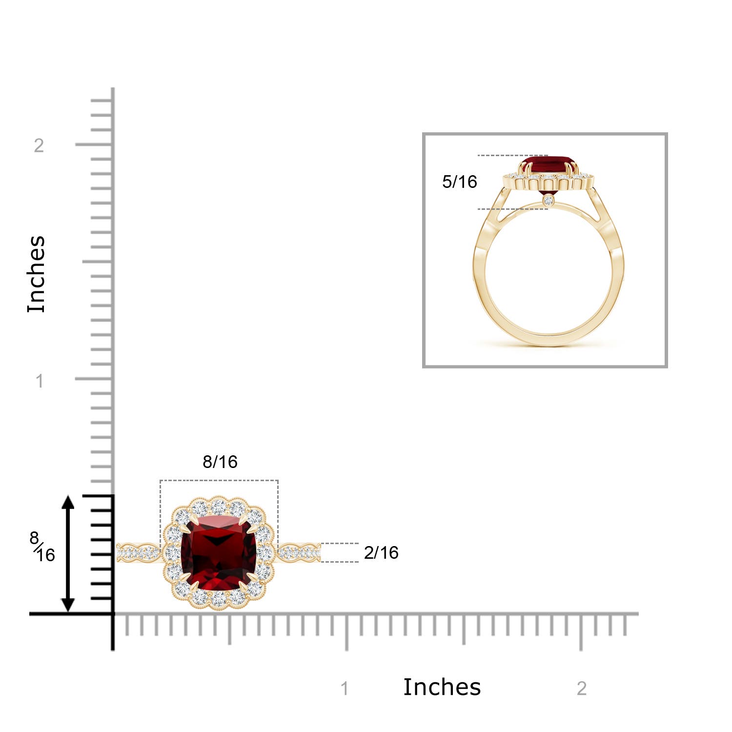 AAAA - Garnet / 3 CT / 14 KT Yellow Gold