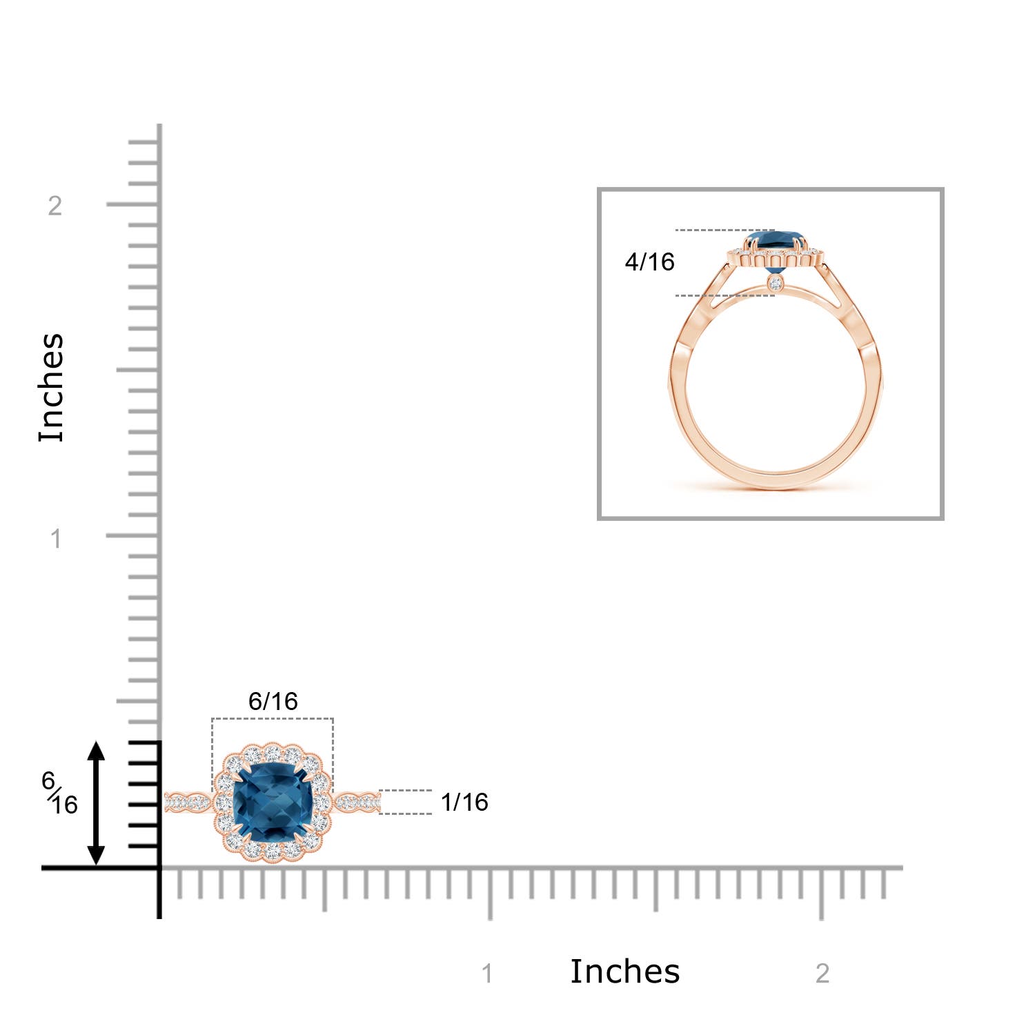 AA - London Blue Topaz / 1.35 CT / 14 KT Rose Gold