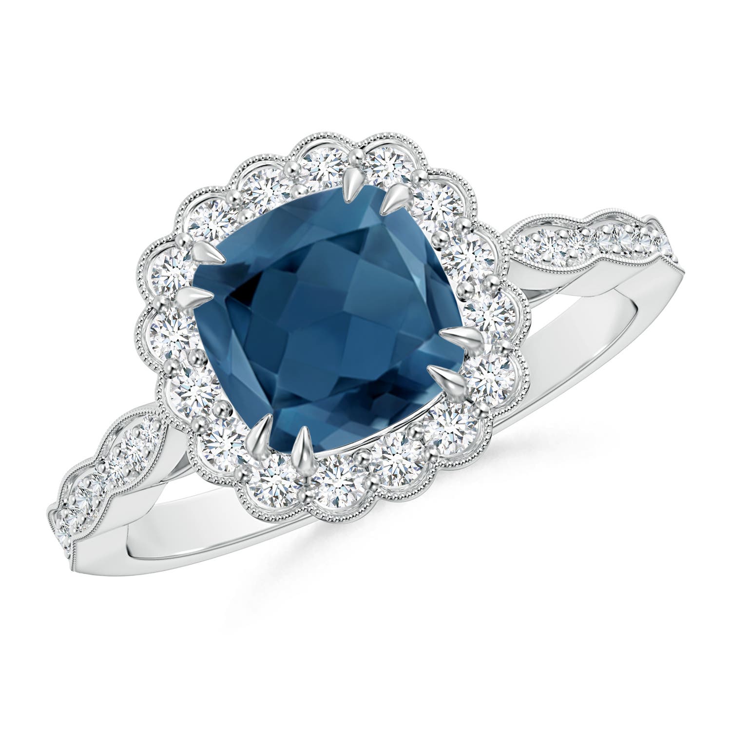 A - London Blue Topaz / 2.21 CT / 14 KT White Gold