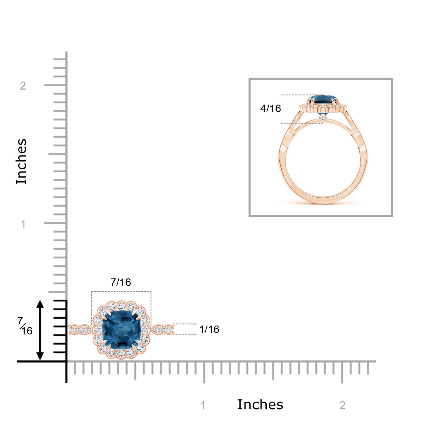 AA - London Blue Topaz / 2.21 CT / 14 KT Rose Gold