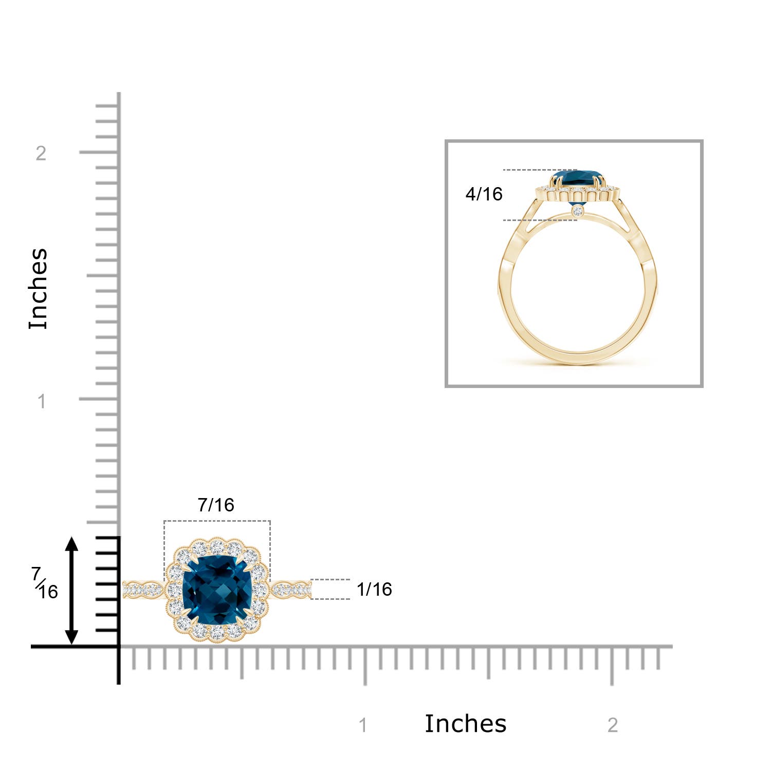 AAAA - London Blue Topaz / 2.21 CT / 14 KT Yellow Gold