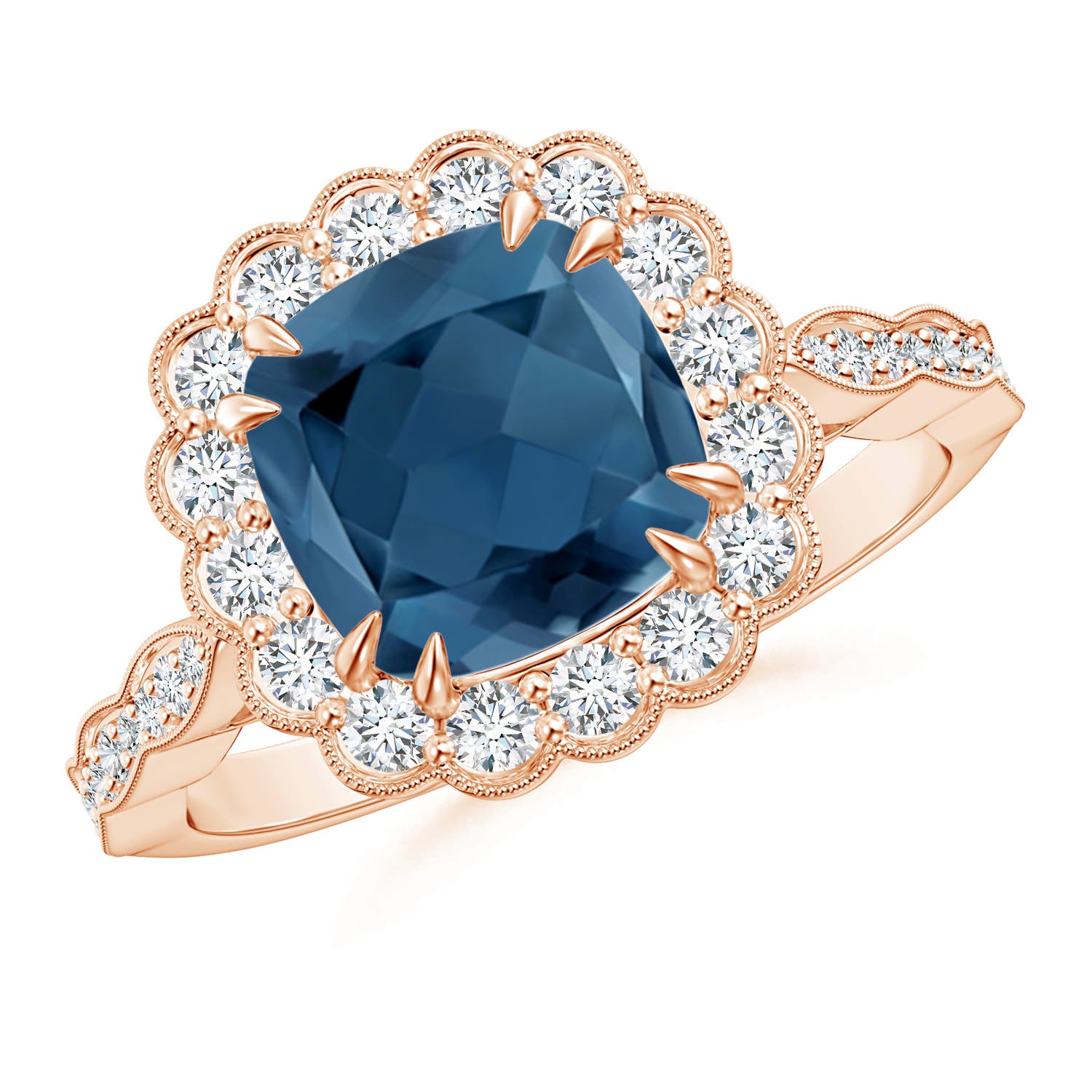 A - London Blue Topaz / 3 CT / 14 KT Rose Gold