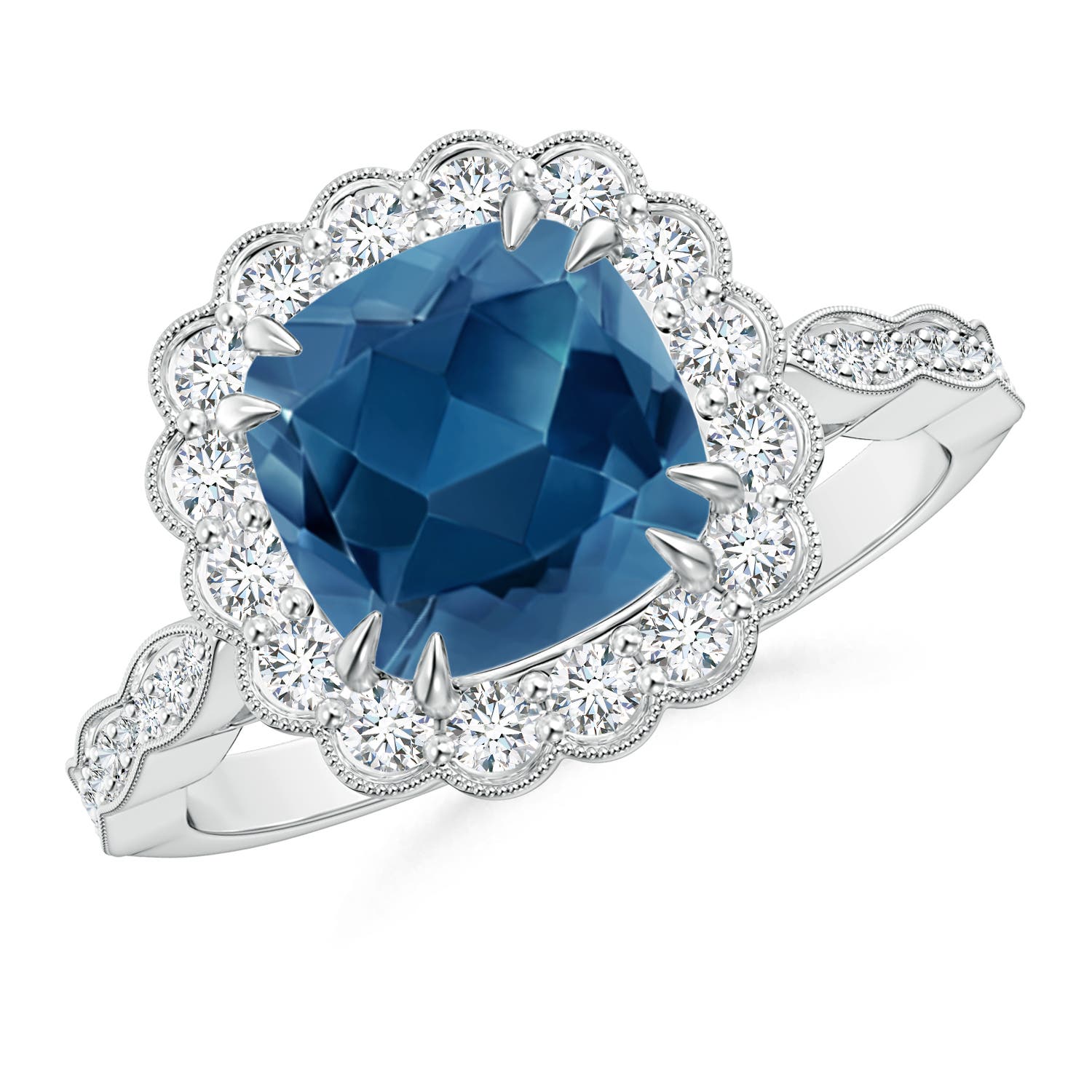 AA - London Blue Topaz / 3 CT / 14 KT White Gold