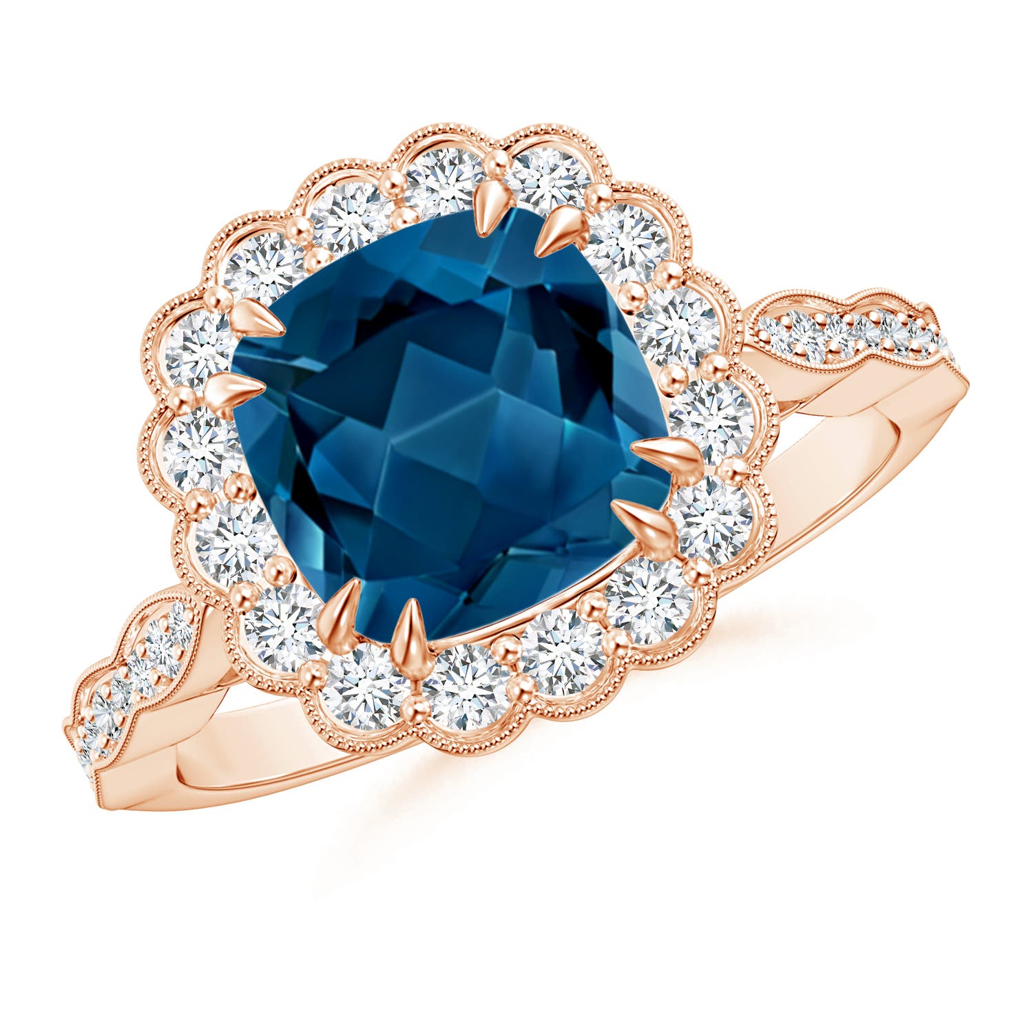 AAA - London Blue Topaz / 3 CT / 14 KT Rose Gold