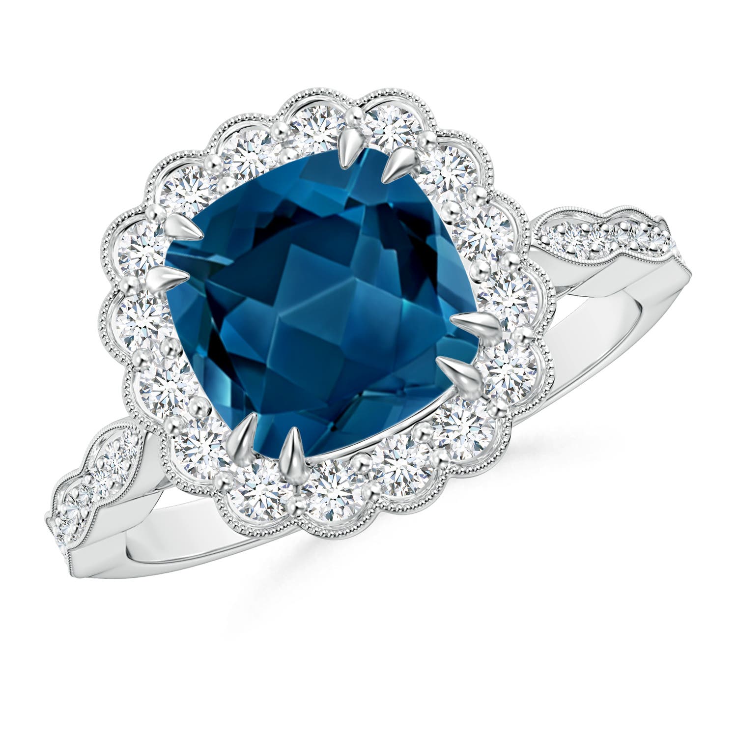 AAA - London Blue Topaz / 3 CT / 14 KT White Gold