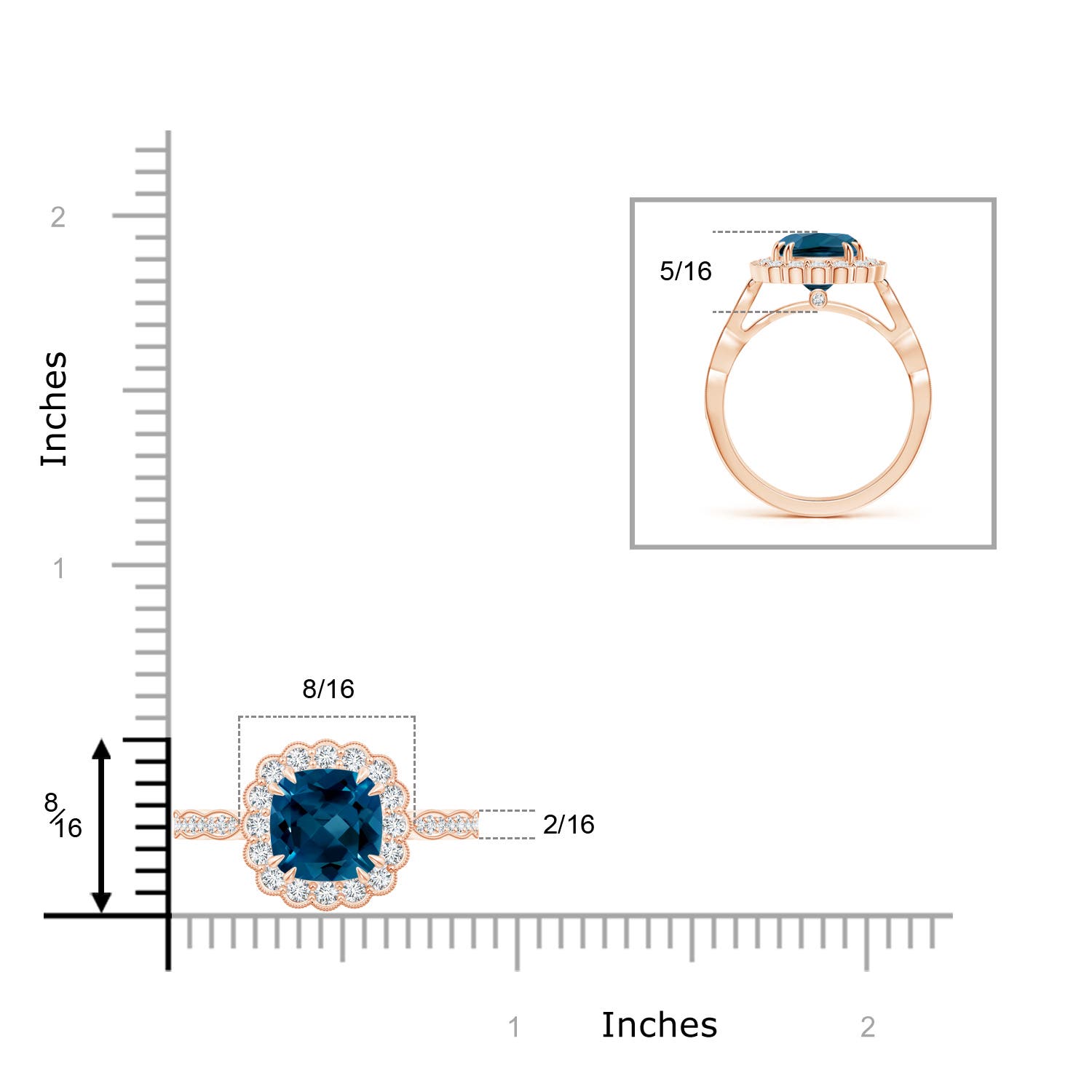 AAAA - London Blue Topaz / 3 CT / 14 KT Rose Gold