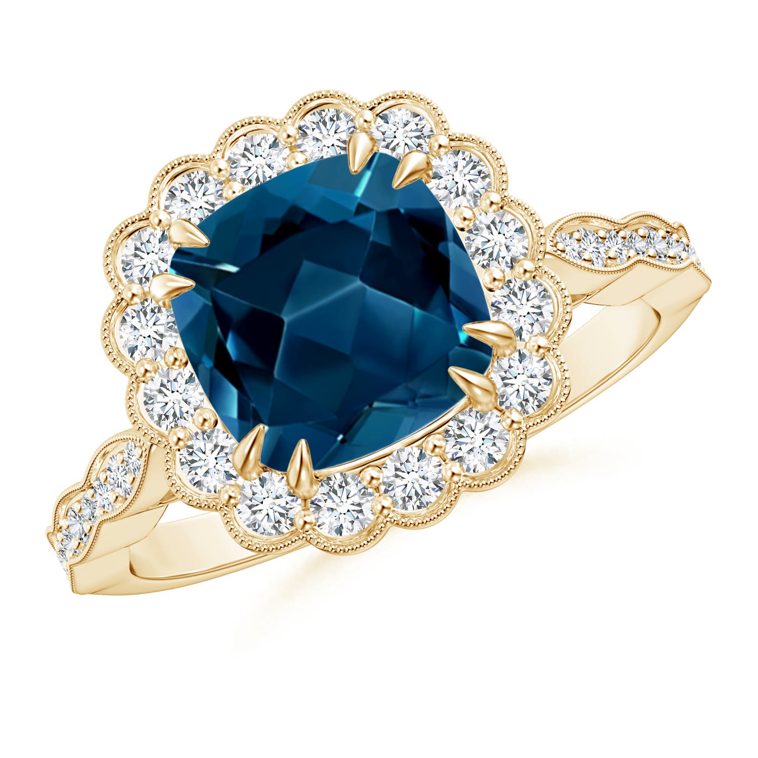 AAAA - London Blue Topaz / 3 CT / 14 KT Yellow Gold