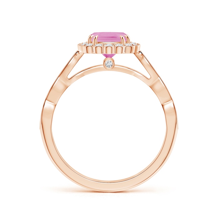 6mm A Cushion Pink Tourmaline Ring with Floral Halo in Rose Gold product image