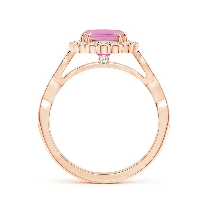 7mm A Cushion Pink Tourmaline Ring with Floral Halo in Rose Gold product image