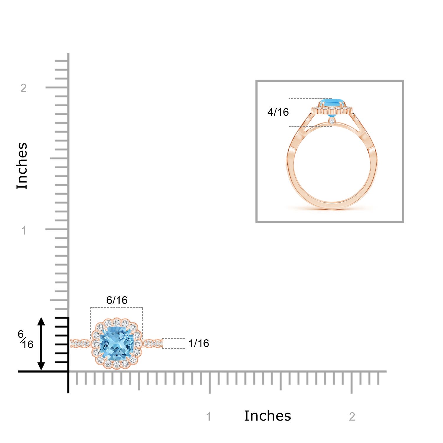 A - Swiss Blue Topaz / 1.35 CT / 14 KT Rose Gold