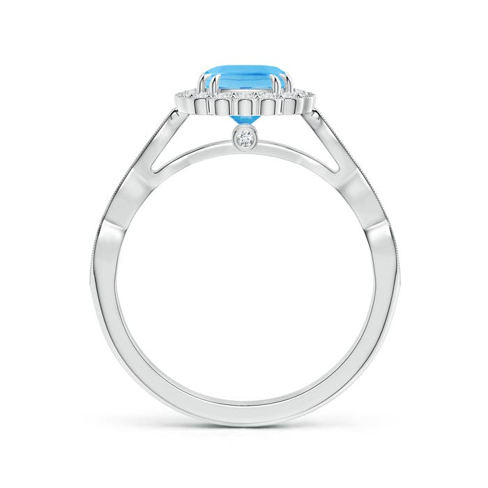 A - Swiss Blue Topaz / 1.35 CT / 14 KT White Gold