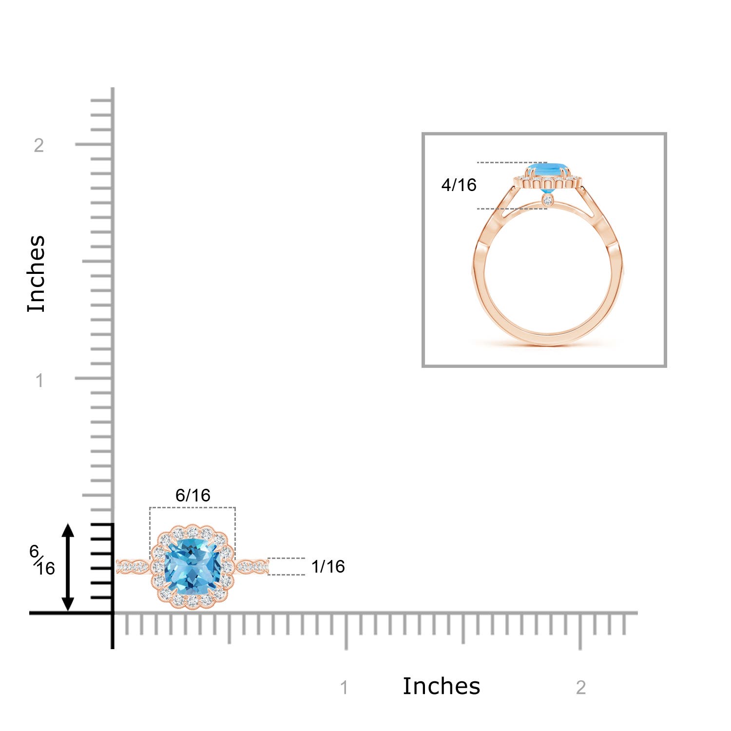 AA - Swiss Blue Topaz / 1.35 CT / 14 KT Rose Gold