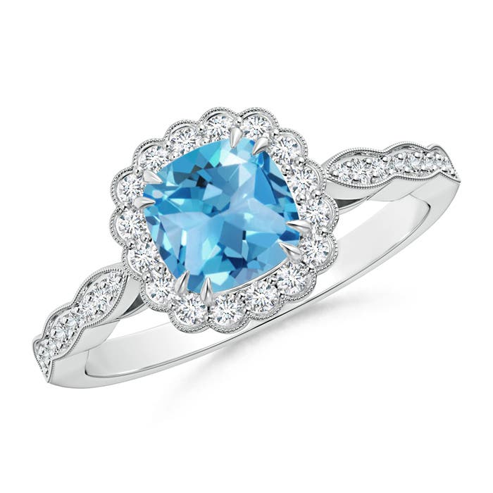 AA - Swiss Blue Topaz / 1.35 CT / 14 KT White Gold