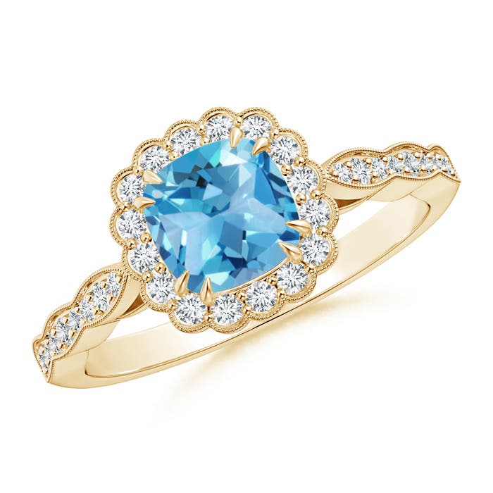 AA - Swiss Blue Topaz / 1.35 CT / 14 KT Yellow Gold