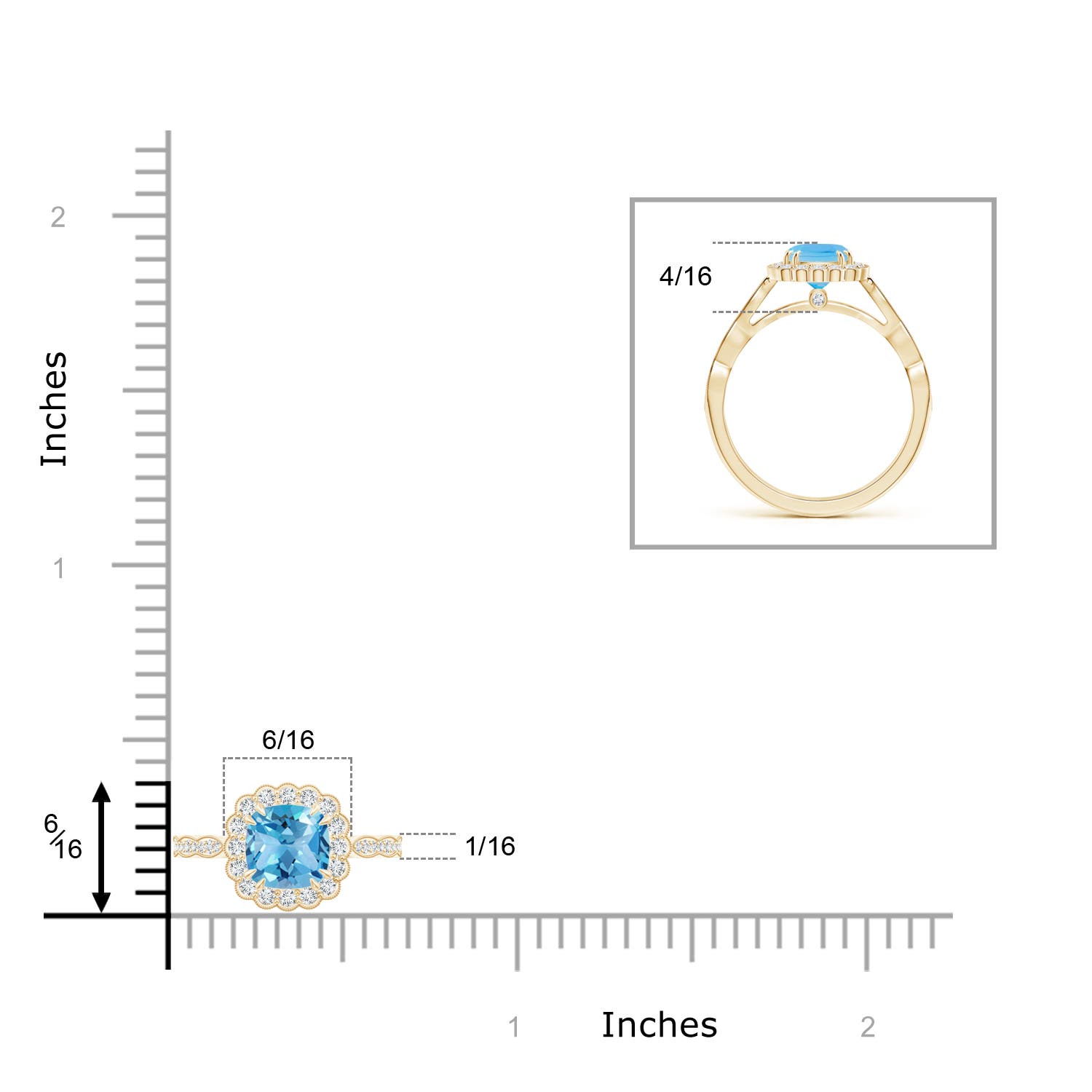 AA - Swiss Blue Topaz / 1.35 CT / 14 KT Yellow Gold