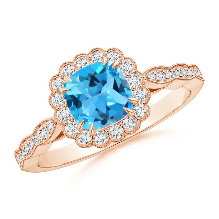 AAA - Swiss Blue Topaz / 1.35 CT / 14 KT Rose Gold