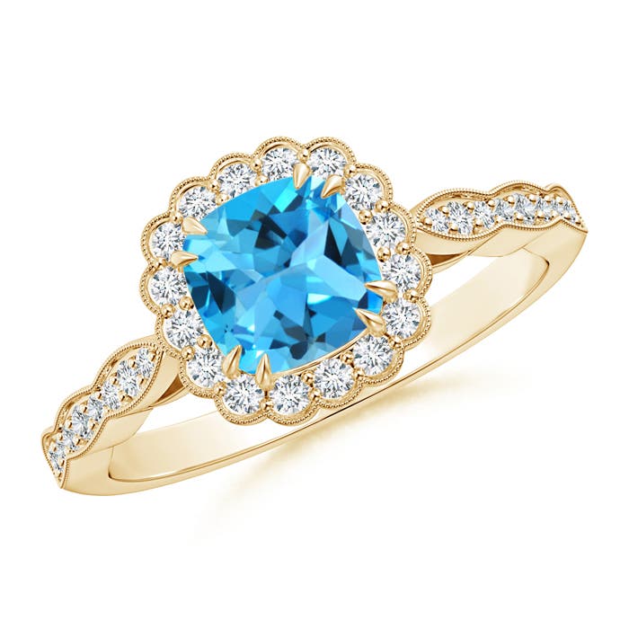 AAA - Swiss Blue Topaz / 1.35 CT / 14 KT Yellow Gold