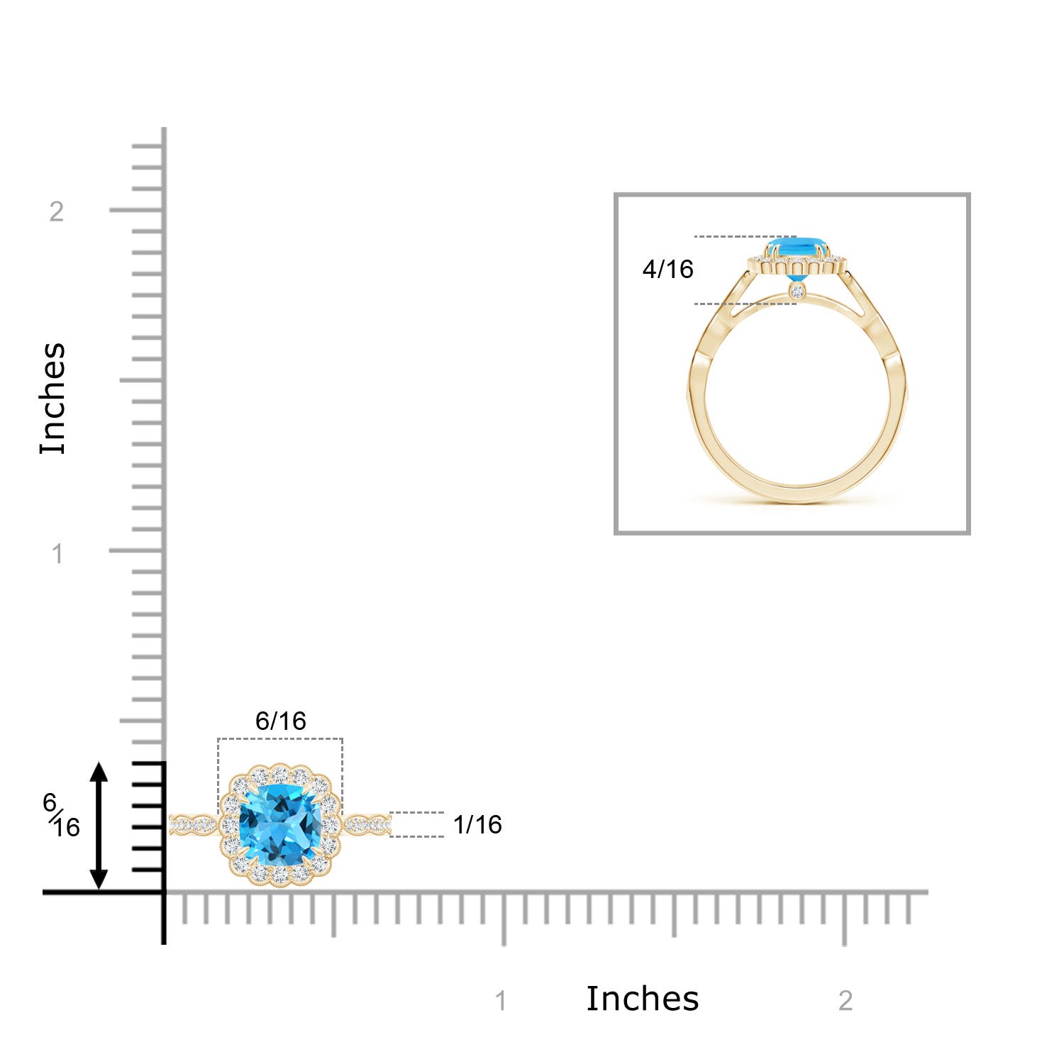 AAA - Swiss Blue Topaz / 1.35 CT / 14 KT Yellow Gold